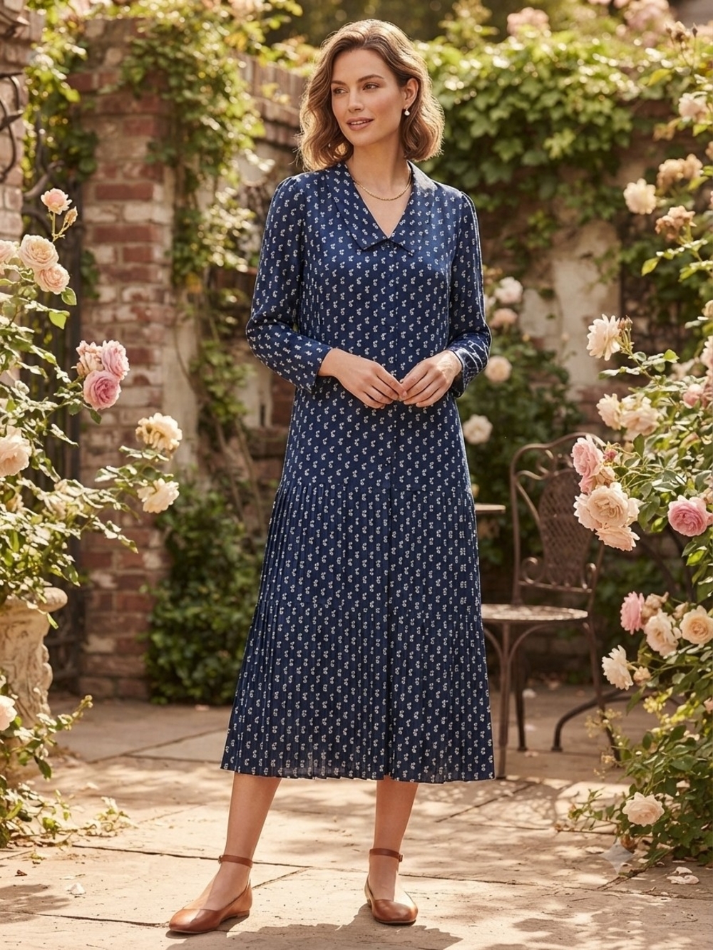 Eileen West vintage drop waist pleated dress 12